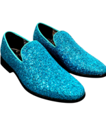 Enzo Romero men&#39;s SPK04 Vintage Sapphire Glitter Slip-on Tuxedo Shoes si... - $43.24 CAD