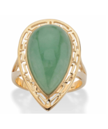 GENUINE GREEN JADE CUTOUT HALO GP RING 14K GOLD STERLING SILVER 5 6 7 8 ... - £156.44 GBP