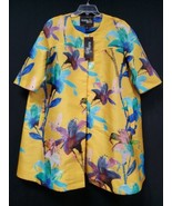 Rara Avis By Iris Apfel Yellow Blue Floral Print Oversized Jacket Coat X... - $233.71