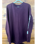 Carhartt Mens Shirt XL Long Sleeve Spell Out Logo Maroon Work Casual Cotton - $325.06 MXN
