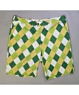 Loudmouth Argyle Green Yellow Print Cotton Blend Shorts Mens Size 40 Act... - $24.13
