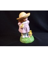Avon bisque figurine little girl in straw hat basket chicks LE Easter 19... - £5.89 GBP