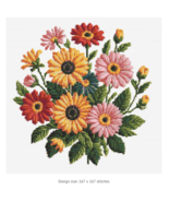 Sunflowers Daisies and Gerberas Flowers Cross Stitch PDF Design Pattern ... - $8.30 CAD