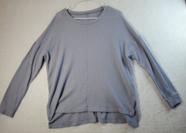 American Eagle T Shirt Top Women Size Small Gray Knit Polyester Long Sleeve Slit - £9.23 GBP