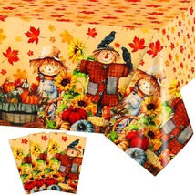 Disposable Fall Tablecloths, Plastic Thanksgiving Tablecloth For Rectangle Table - £10.37 GBP