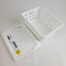 IKEA Rundbal Storage Basket W/ Lid Stackable White 7x5.5x3.25" New - $11.99