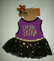 New Pup Crew Pet Dog Halloween Costume Ruffle Dress &quot;I&#39;m So Extra&quot; Blk/Purple S - £19.45 GBP