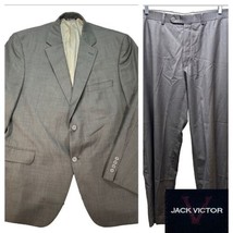 Jack Victor 2 Pc Suit Taupe Gray-Brown Wool Solid FF Mens 46R 40x30 Cana... - $88.13