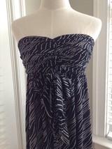 Express Strapless Dress Bandeau Tie Front Black Silver Stretchy Rayon - ... - $17.60