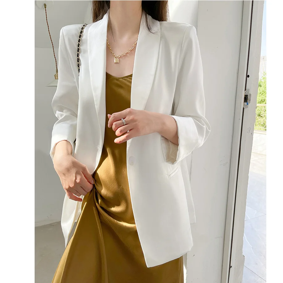 Jacket Women Sexy Suit Office Lady Nice Quarter White Blazer Summer 2023  Thin S - £237.30 GBP