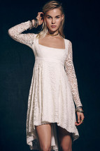 Unomatch Women American Hollow Long Sleeves Lace Dress White - £27.25 GBP