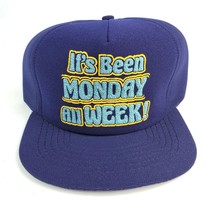 Vintage Funny Trucker Hat It&#39;s Been Monday All Week! Snapback Blue Puffy... - £12.61 GBP