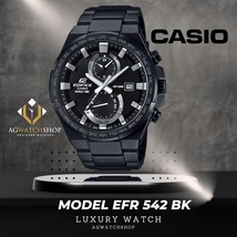 Casio Edifice Men&#39;s Black Tone Stainless Steel Analog Quartz Watch Efr 542BK-1A - £91.64 GBP