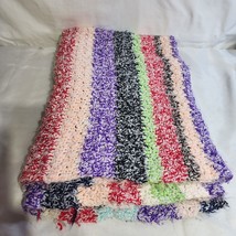 Multi-color crochet blanket striped hand made 60x44 - £27.09 GBP