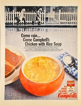 CAMPBELLS CHICKEN SOUP - Rice Soup - Come Rain - 1966 Vintage Print Ad - $12.02