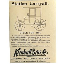 Kimball Bros Carriage Early Car 1894 Advertisement Victorian Coach ADBN1x - £14.94 GBP