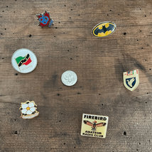 6 Vintage Lapel Pins Batman St Kitts Firebird Amateur Radio 86 Expos Duc... - $36.00