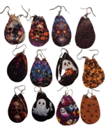12 PCS Halloween Double Sided Fishhook Style Earrings PU Leather - $13.63 CAD