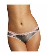 2-Pack Maidenform Women&#39;s Micro Cheekini with Lace, Gray/Pink Polka Dot,... - $15.29