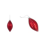 New 5&quot; Shiny Red and White Glittered Striped Glass Finial Christmas Orna... - $423.67 MXN