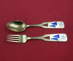 Christmas by A. Michelsen Sterling Silver Fork and Spoon Set 2pc 1954 Cornets - £224.52 GBP