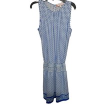 Jude Connally Scarlett Dress Gathered Drop Waist Sz XS Blue Stretch - £25.69 GBP