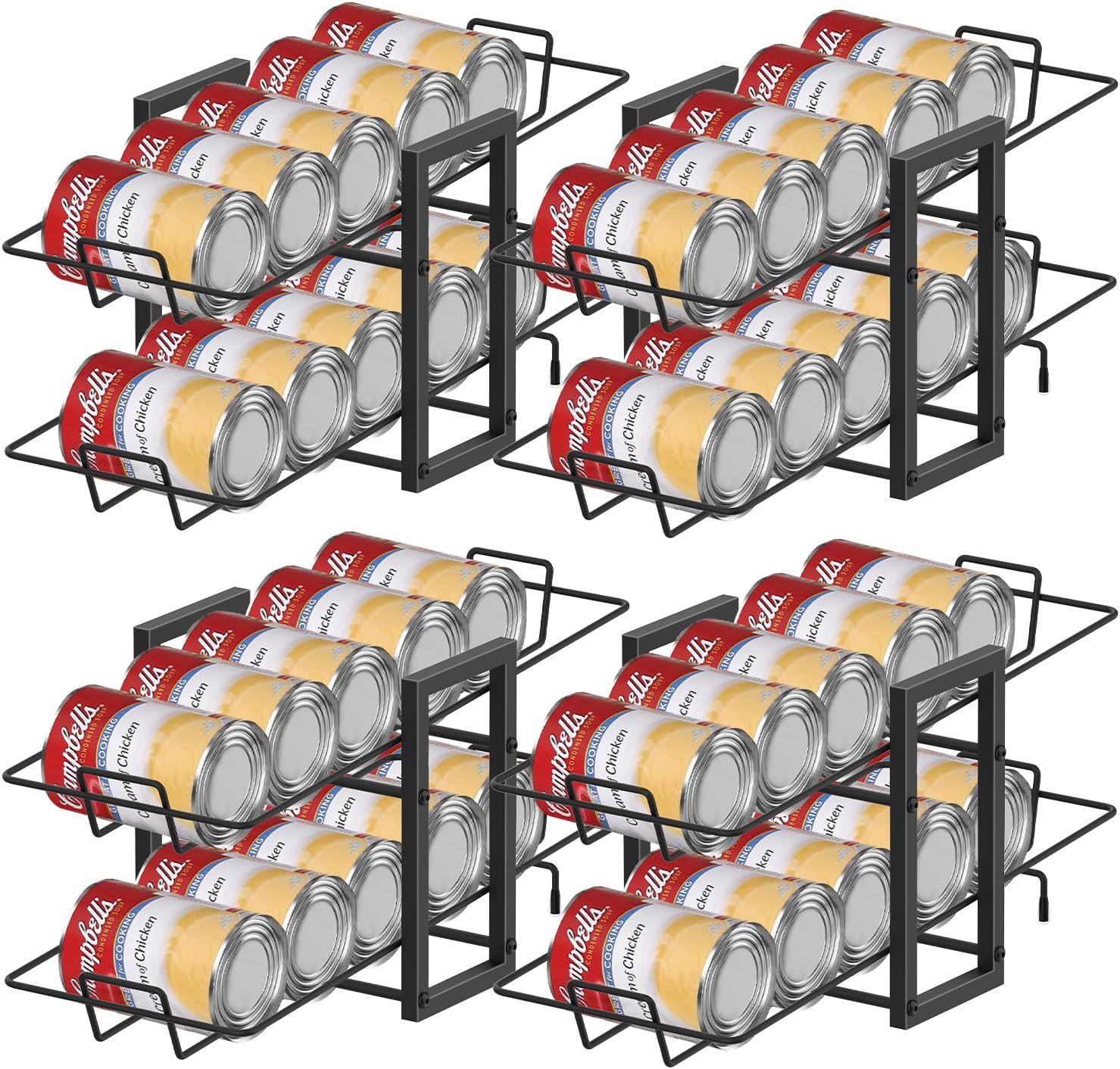 Mooace 4 Pack Can Rack Organizer, 2 Tier Kitchen Canned Food Storage, Black - $42.92