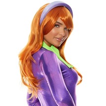 Long Light Orange Wig Side Swept Bangs Curled Unisex Costume Cosplay 991584 - £19.94 GBP