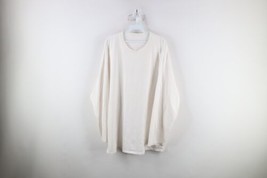 Vintage 90s Streetwear Mens 2XL XXL Distressed Blank Long Sleeve T-Shirt White - £27.11 GBP