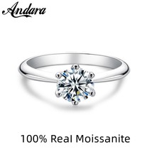 Andara GRA Certified 0.5/1/2/3CT Moissanite 925 sterling silver Ring  Round Lab  - £73.59 GBP