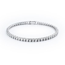 Authentic Crislu Large Princess Cut CZ Silver Bracelet (9.75 ct.) - £174.63 GBP