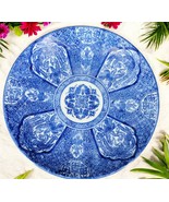 Antique Blue China Transferware Plate Bowl 8.5&quot; Asian Dinnerware - $35.79