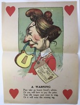 A Warning Vinegar Valentine  13.5&quot; x 10&quot; mean spirited cartoon Victorian... - $99.99