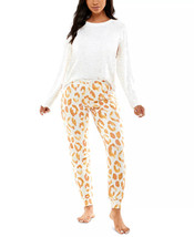 ROUDELAIN Womans Pajama Set Luxe Super Soft White Leopard Print Medium $... - £14.15 GBP
