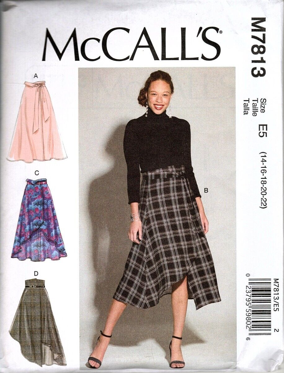 McCall's M7813 Misses 14 to 22 Wrap Style Skirts Uncut Sewing Pattern New - $13.91