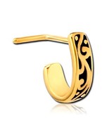 14K Giallo Placcata Oro Argento Filigrana Design L-BEND Naso Pin Cerchio... - $30.80