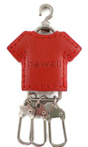 Keychain Red Leather Hawaii T-Shirt Over Metal Frame w/3 Friend Clips Souvenir - £7.83 GBP