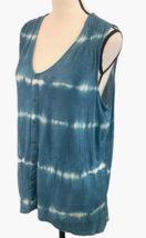 Knox Rose Womens Scoop Neck Tye Dye Tank Top Size L Blue Hi Low Lace Bac... - £11.51 GBP