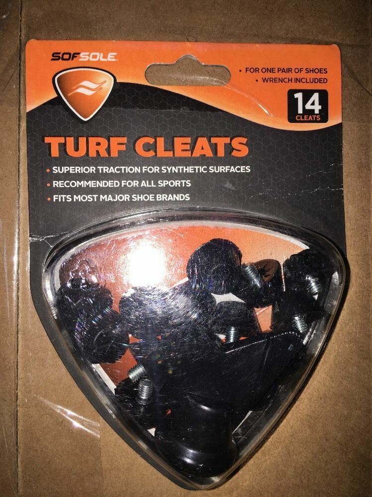 NEW SOFSOLE Replacement SYNTHETIC TURF CLEATS BLACK 14 Pack 1 PAIR Of Sh... - $18.69