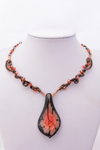 Orange Lampwork Copper Necklace and Earring Set - £55.14 GBP