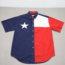 Texas Flag Shirt Men Medium Blue White Western Short Sleeve Button Up Su... - $28.07