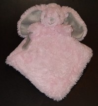 Blankets &amp; Beyond Pink Bunny Rabbit Lovey Security Plush Toy Gray SOFT F... - £20.15 GBP