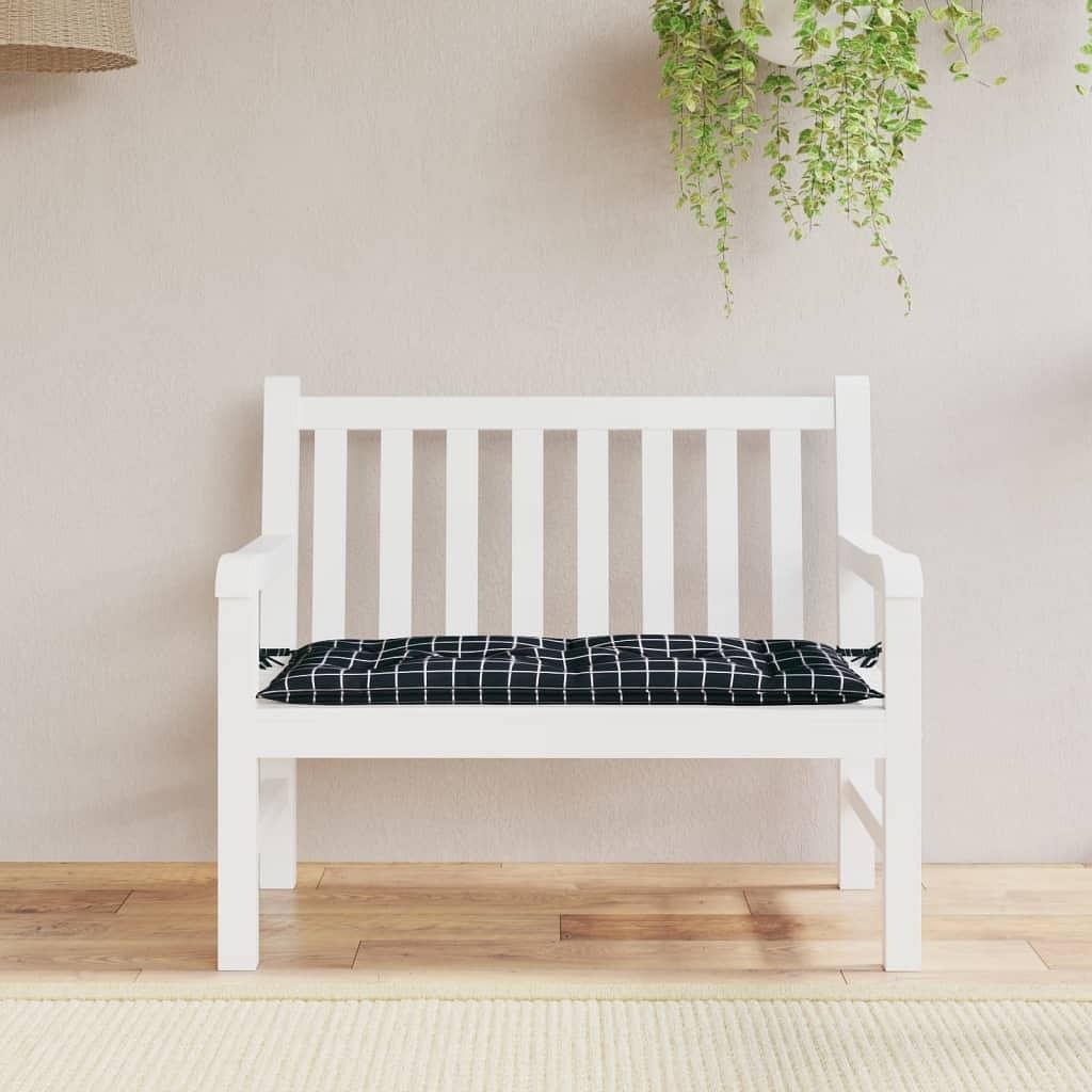  Garden Bench Cushion Black Check Pattern 39.4&quot;x19.7&quot;x2.8&quot; Oxford Fabric - $69.79