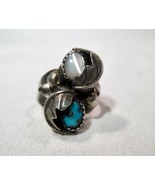 Vintage Navajo Sterling Silver Turquoise MOP Mother of Pearl Ladies Ring... - £61.79 GBP