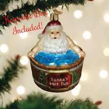 Santa&#39;s Hot Tub Old World Christmas Blown Glass Collectible Holiday Ornament - £21.52 GBP