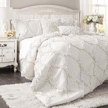 White King Size Lush Decor Avon Comforter Ruffled Three Pc. Bedding Set. - £73.51 GBP