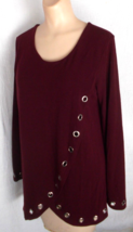 Vintage WEAR ABOUTS Burgundy Top Silver Tone Grommet Casual Crossover S ... - £11.67 GBP