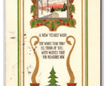 New Years Wish Wreaths Deco Framed Landscape DB Postcard A16 - $4.90