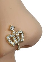 Crown Clip On Nose Stud Cuff Crown CZ Crystal Stones Non Piercing Gold Plated - £4.47 GBP