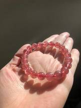 Natural Strawberry Quartz Bead Beads Pink Crystal Stretchy Bracelet Bead... - £9.02 GBP